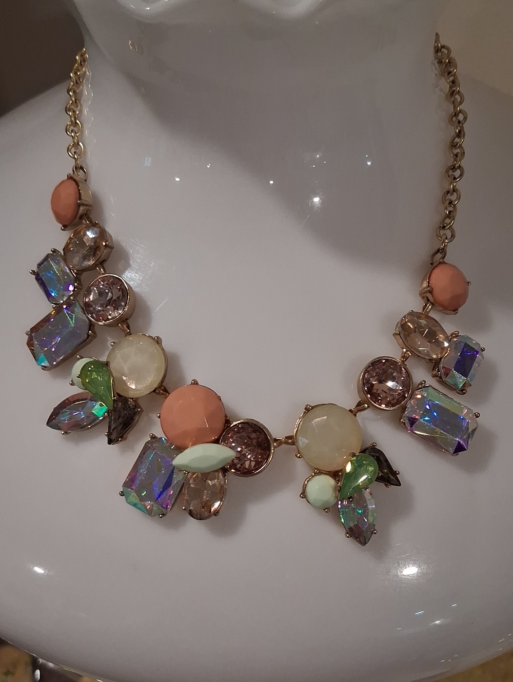 Multicolor Crystal Statement Necklace - Gold Tone Charming Charlie?